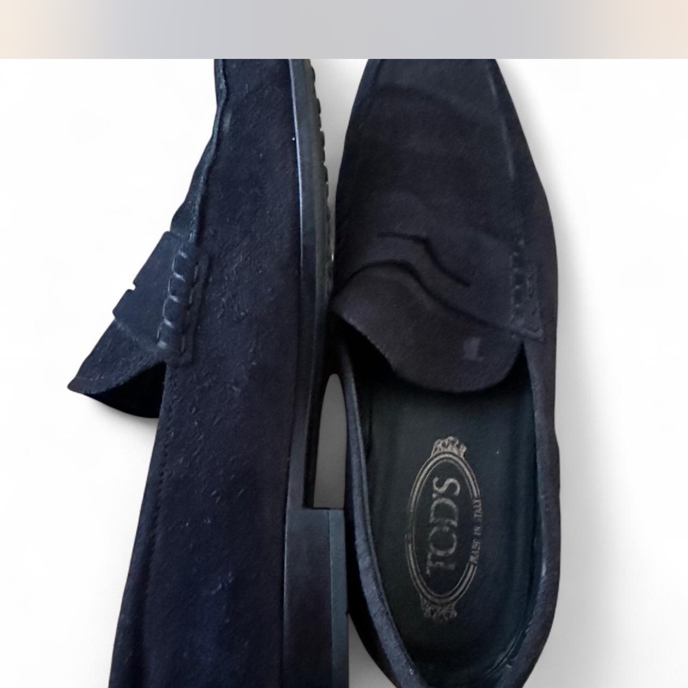 Tod's Men's Black Suede Penny Loafers